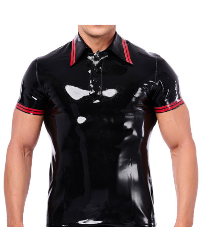 Polo en latex Xrub Noir-Rouge 
