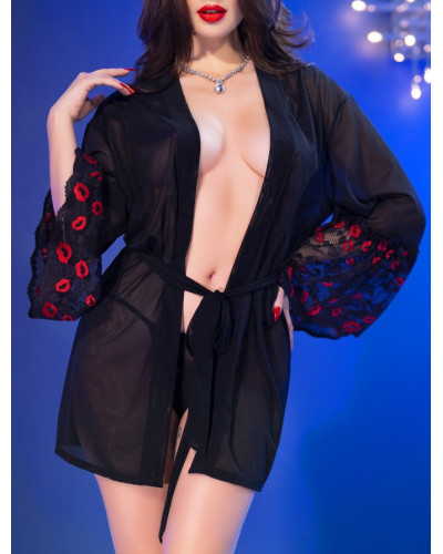 Peignoir Katrina Noir et rouge  